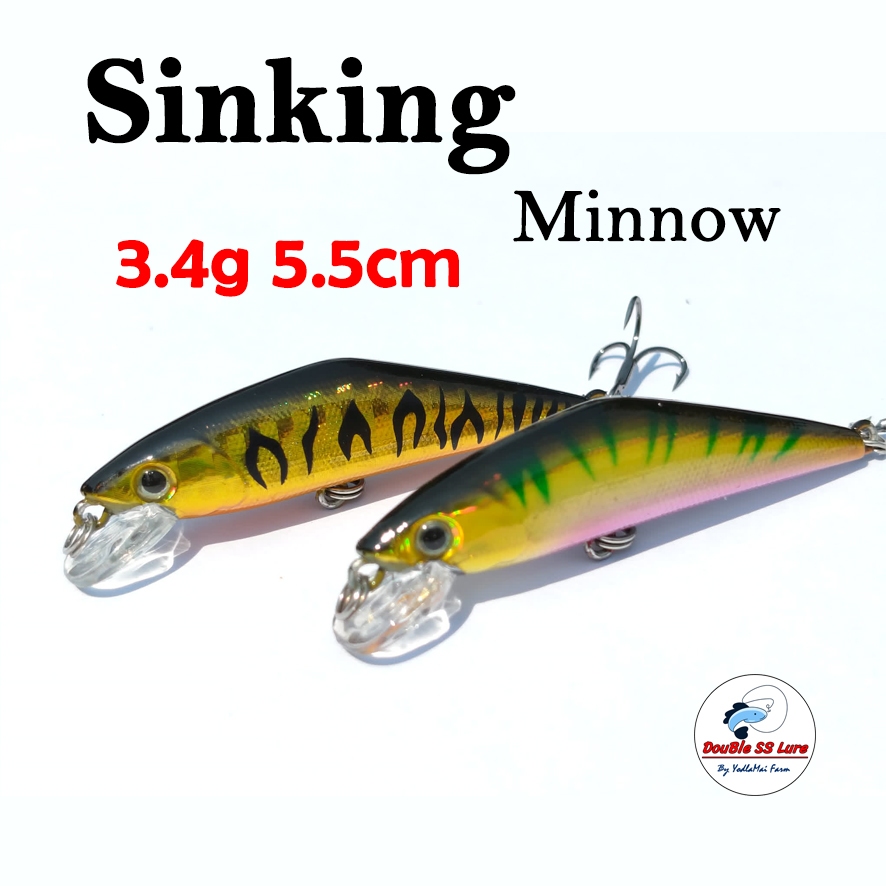 Double SS lure Sinking minnow 3.4g 5.5cm เหยื่อตกปลา