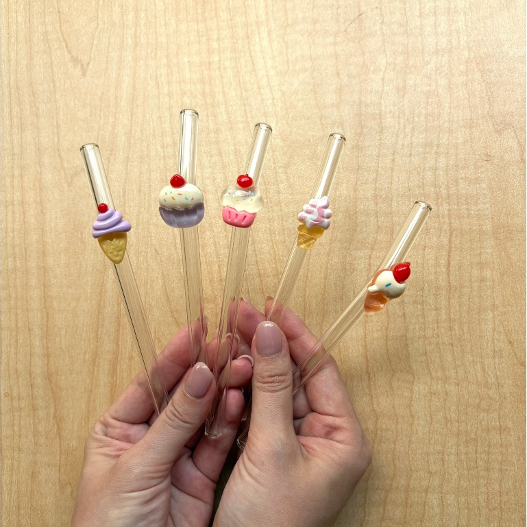 BON BON projects - Ice cream & cupcake short straw - หลอดแก้วแบบสั้นลายไอศครีมและคัพเค้ก