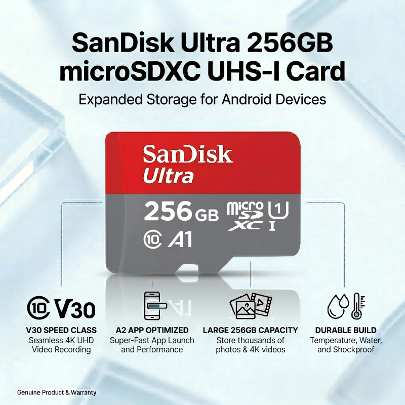 SanDisk Ultra MicroSDXC UHS-I 32GB 64GB 128GB 256GB 512GB 1TB 140 MB/s U1 A1 (SDSQUAB-128G-GN6MN)