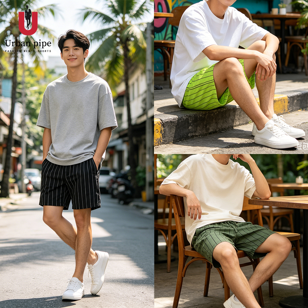URBAN PIPEกางเกงฤดูร้อนสั้นสำหรับผู้ชายเหนือเข่าสั้นสายลากชายหาด 320536