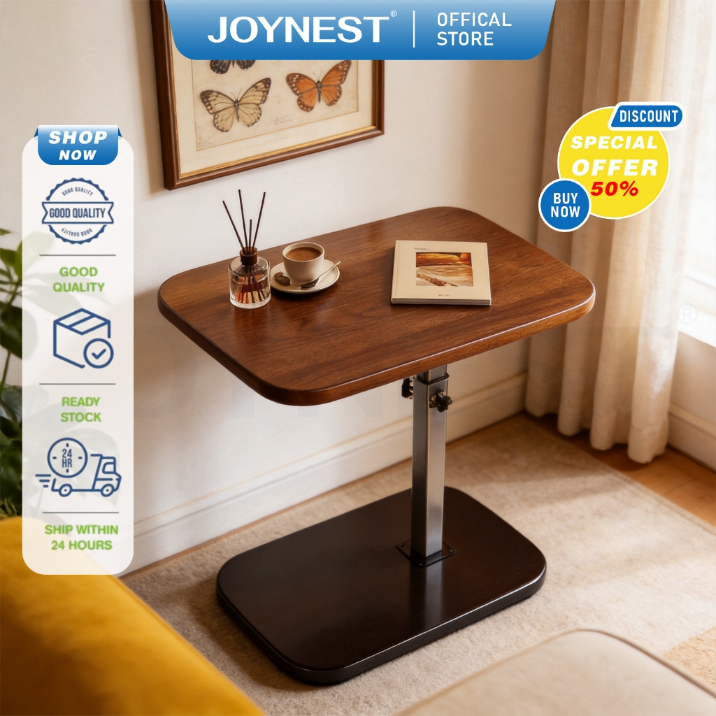 JOYNEST โต๊ะยกปรับระดับ เหล็กคาร์บอน โต๊ะข้างโซฟา โต๊ะกาแฟ โต๊ะข้างเตียง ปรับความสูงได้
