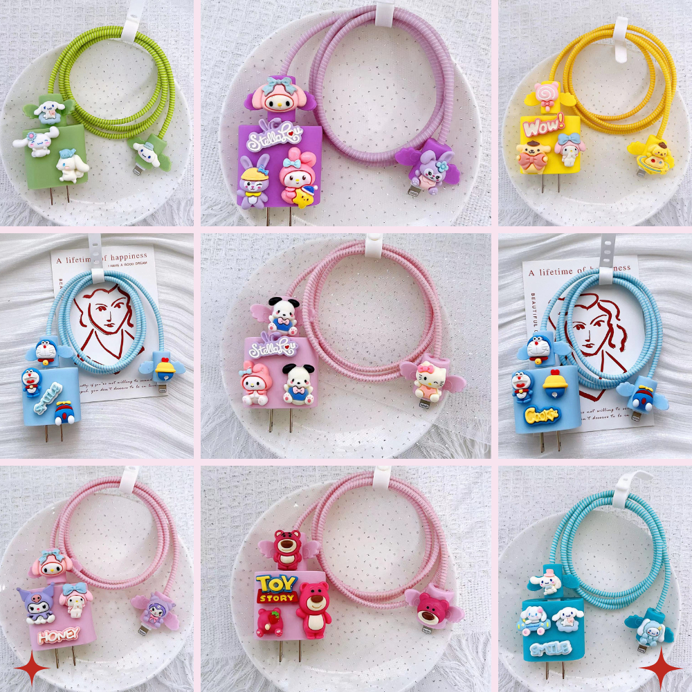 เคสหัวชารจ์ ชุดถนอมนสายชารจ์ กันสายหัก เช็ท5ชิ้น ขนาด18w 20w ของไอโฟนค่ะ พร้อมส่งจากไทย