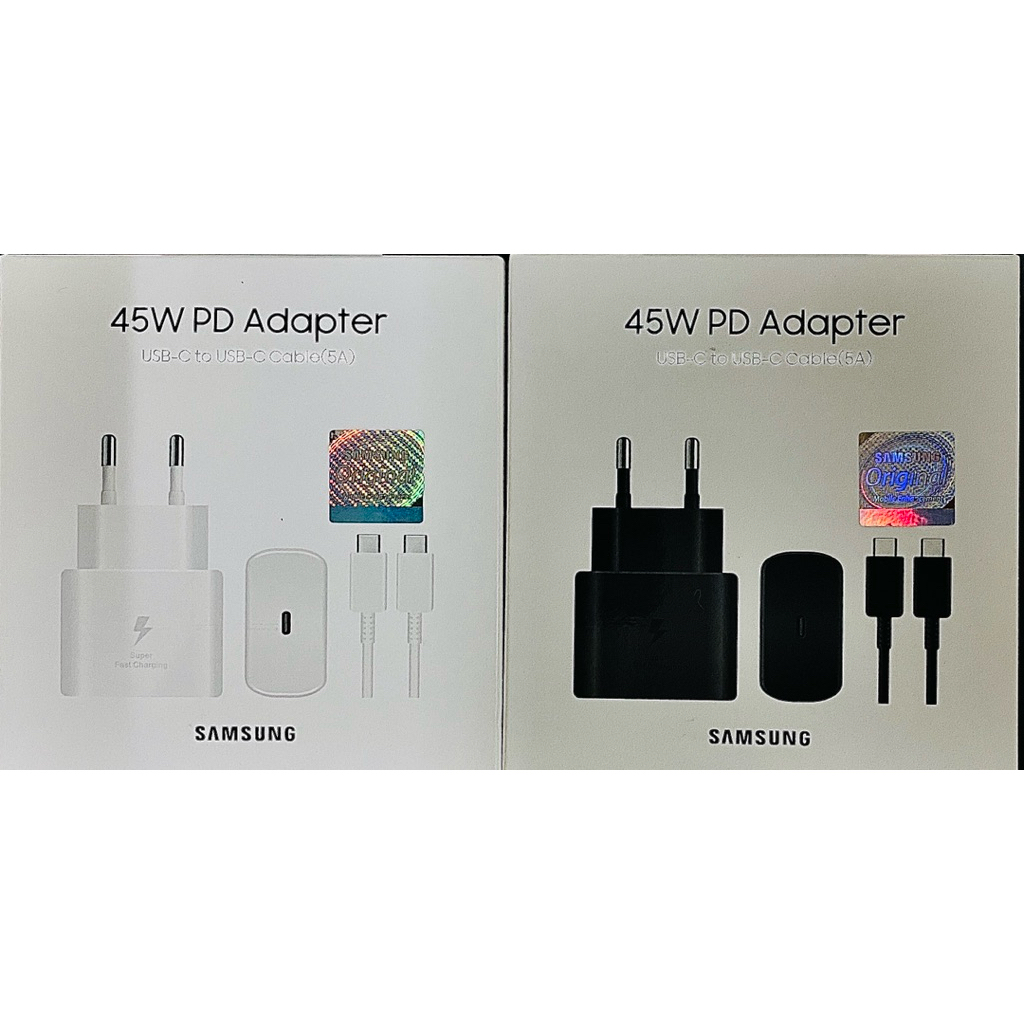 SAMSUNG 45W FASTCHARGE ** ADAPTER PD 45W + C TO  C (5A) ** (PACKAGE)