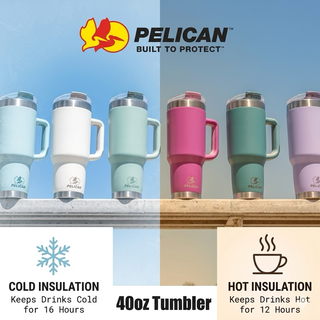 ‼️ของเเท้💯‼️ Pelican 40oz 1180ml Tumbler - แก้วน้ำเก็บอุณหภูมิ กระบอกน้ำ- รับประกัน 1ปี