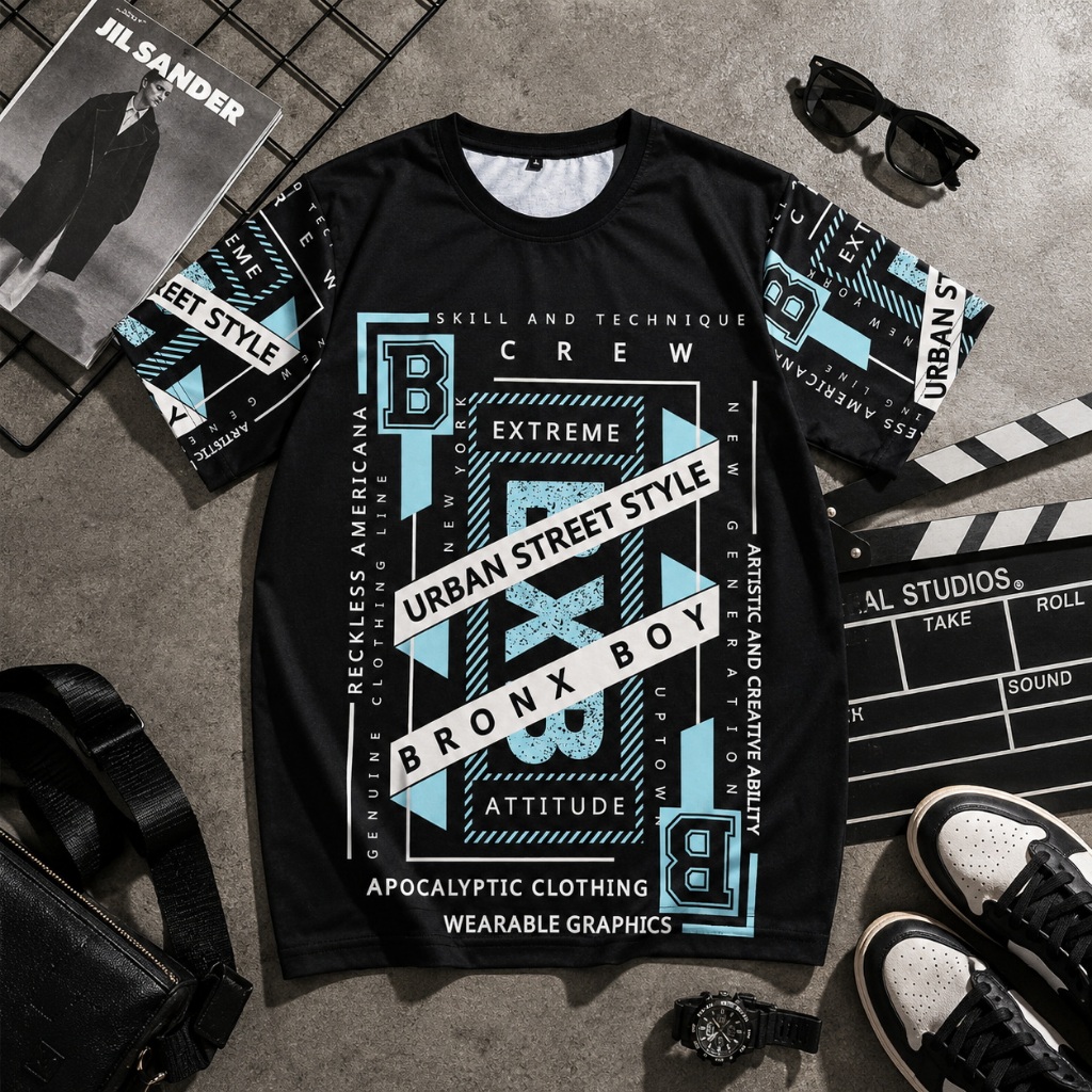 (ลายใหม่)เสื้อยืดแฟชั่นลาย Bronx Boy สีดำ สไตล์สตรีท ใส่ได้ทั้งชายหญิง