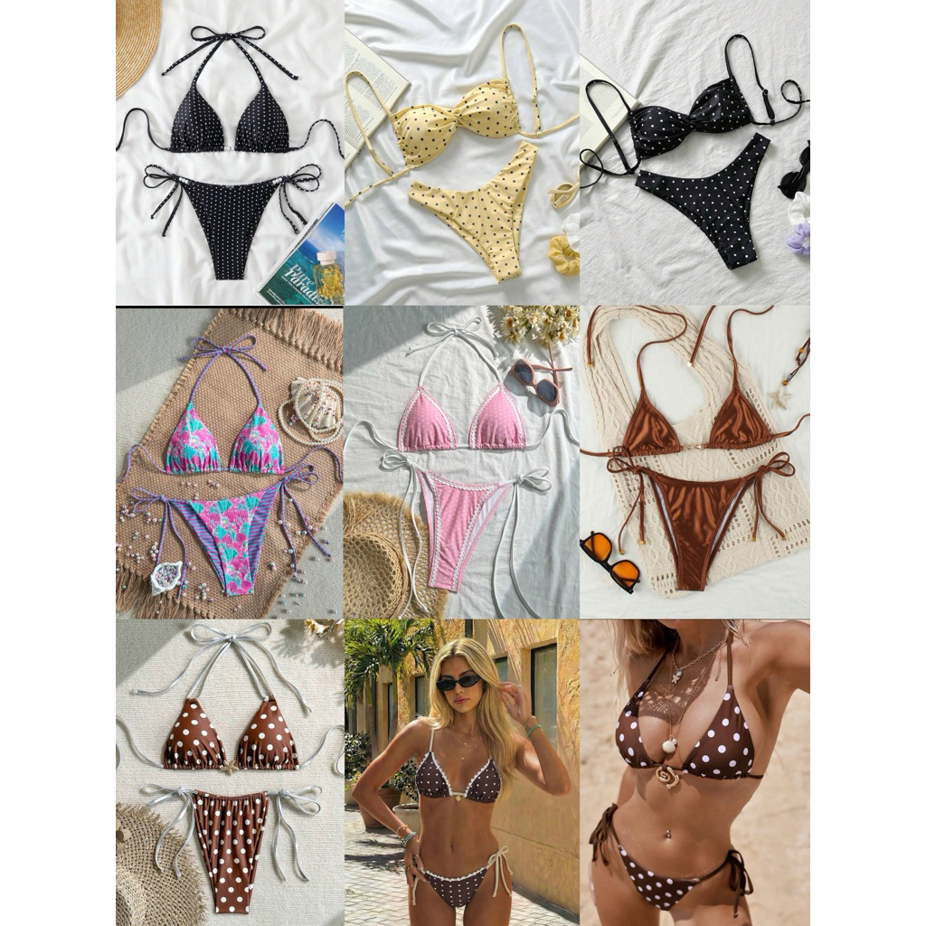 bikini พร้อมส่ง งานนำเข้าผ้าดี ทุกตัว  (งานฟรีไซส์smใส่ได้ทั้งหมด)