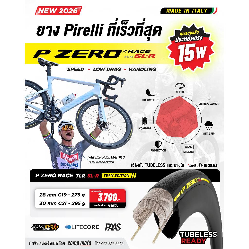 Pirelli P ZERO RACE TLR SL R ยางจักรยาน รุ่นใหม่ 2026 SL-R