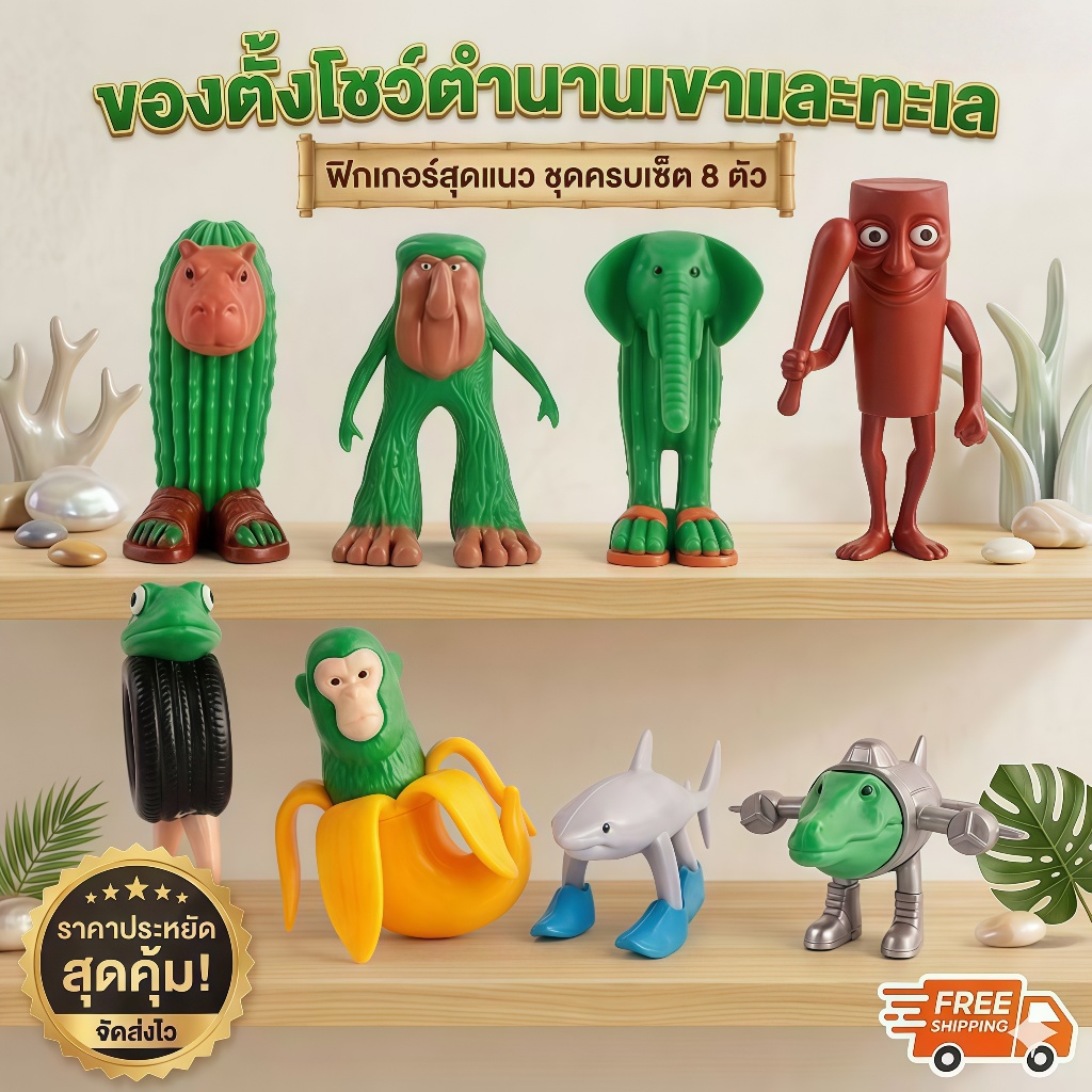 💥จัดส่งทันที💥Tung Tung Tung Sahur ทุงทุงทุง ซะฮูร์ 8pcs 4.5-9.0cm โมเดลฉลาม3ขา ของวางโต๊ะ ของวางรถ สำหรับเด็ก 3+