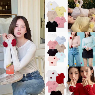 Paloy Camellia Top 📍พร้อมส่ง🚚ส่งด่วนในพื้นที่💨เสื้อแขนยาวดอกคามิเลียทรงเข้ารูป ของแท้ 💯 %