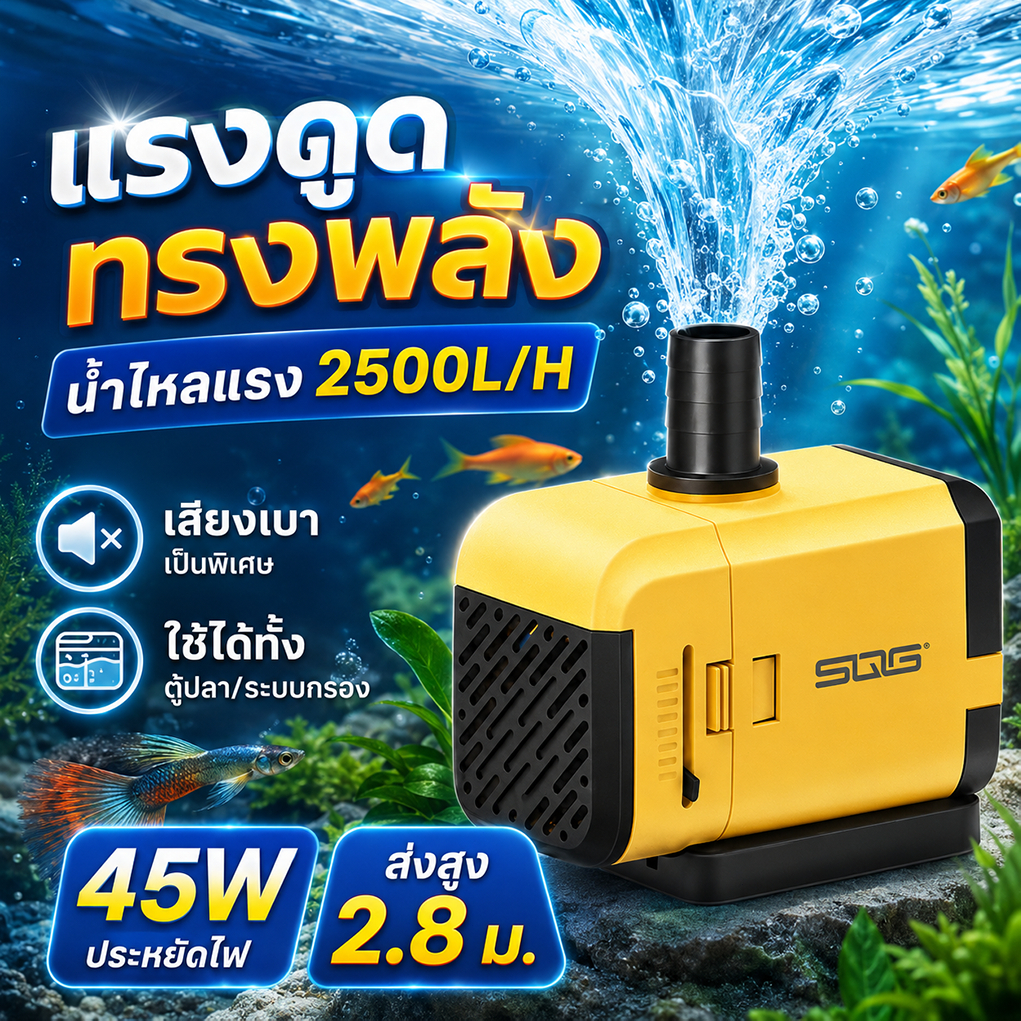⭐2026NEW⭐ปั๊มน้ำตู้ปลา ไร้เสียงรบกวน การปรับความเร็วในการไหลของน้ำ ปั้มจุ่มตู้ปลา