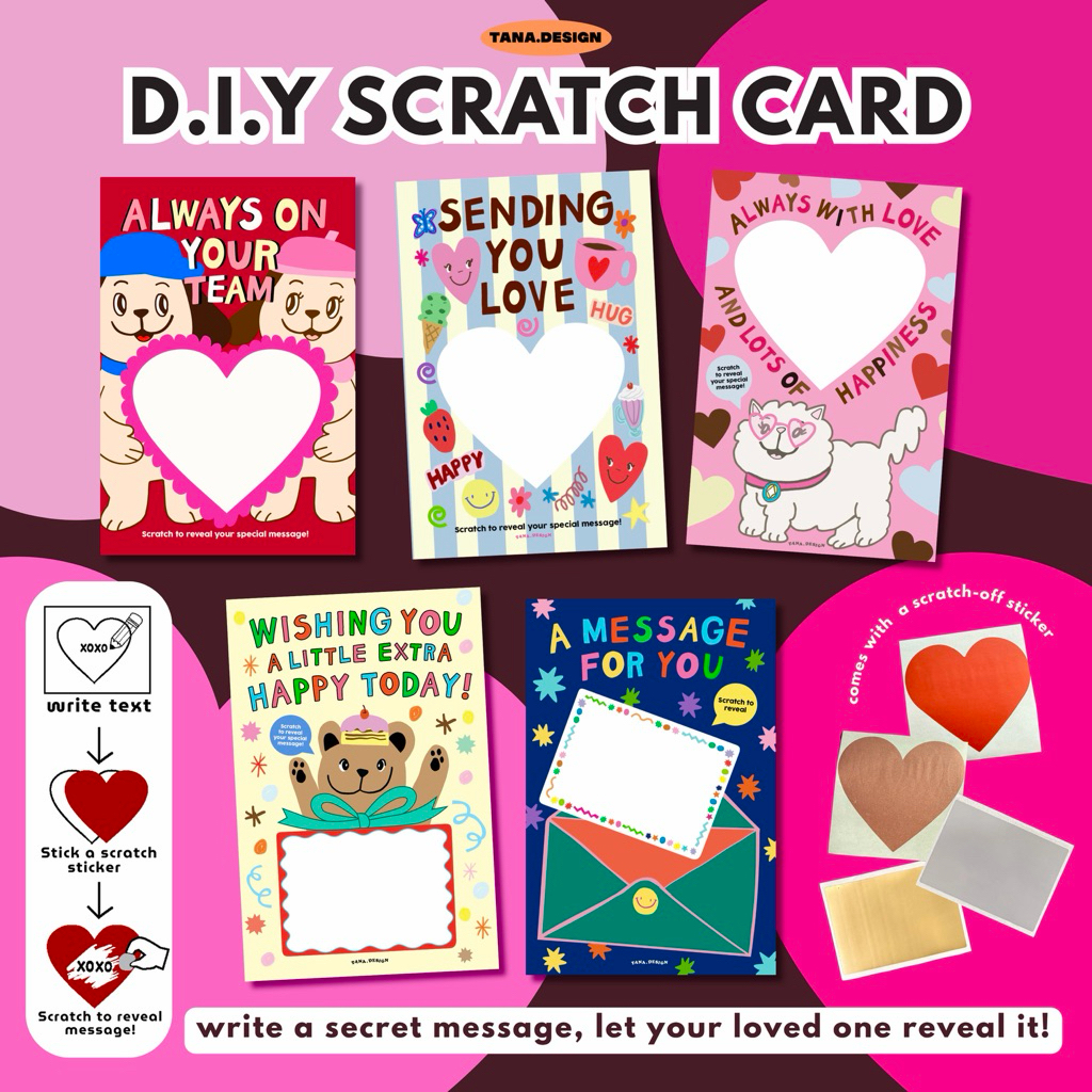 (Tana.design) D.I.Y Scratch Card /การ์ดขูดลายหัวใจ