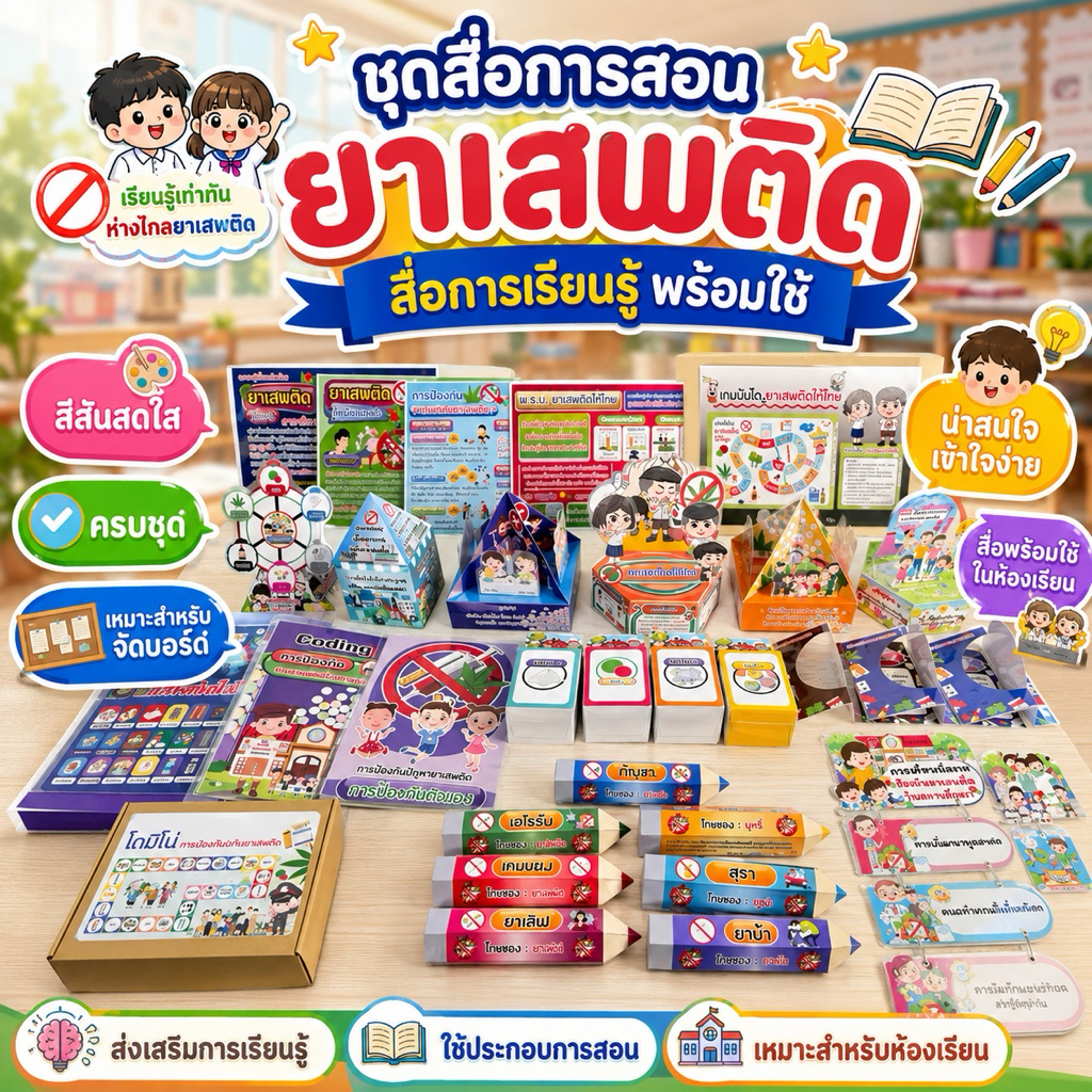 ชุดสื่อการสอน ยาเสพติด โรงเรียนสีขาว ต่อต้านยาเสพติด 6800 บาท