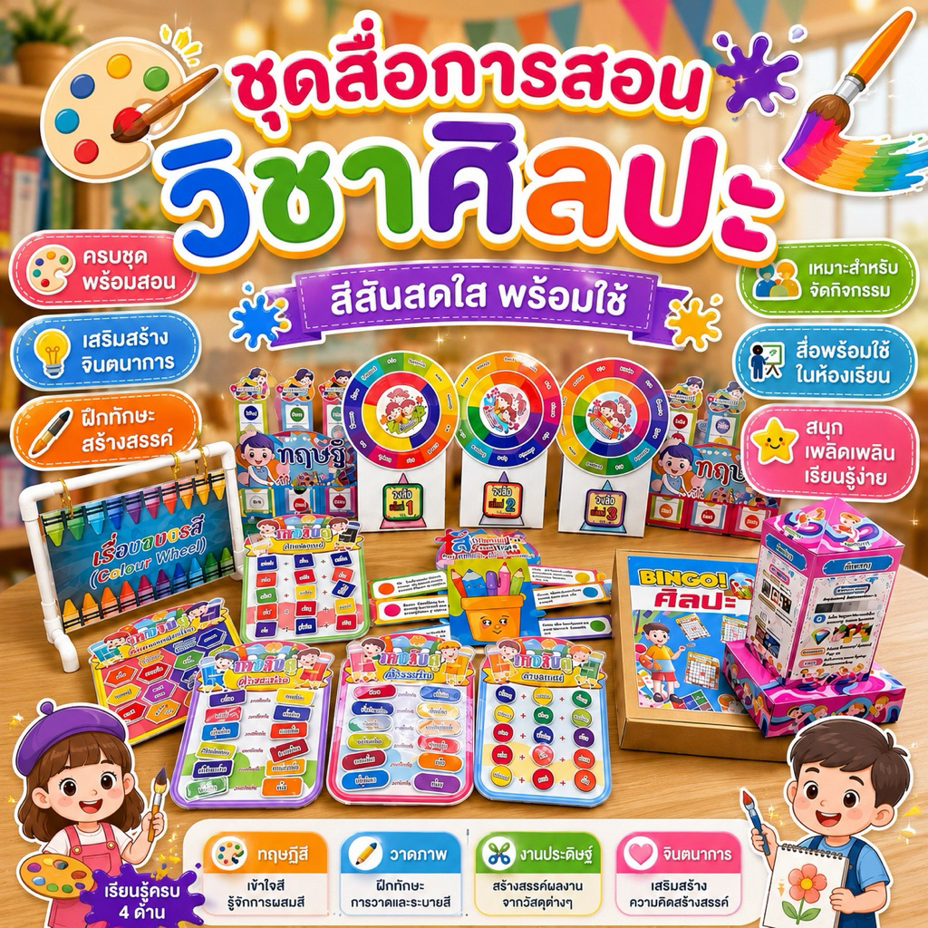 ชุดสื่อการสอนวิชาศิลปะ รวมเรื่องสี วรรณสี วงจรสี ขั้นของสี ทฤษฎีสี