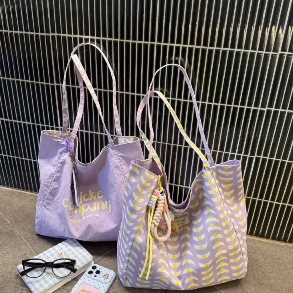 กระเป๋าผ้าไนลอนลายตารางสองด้านDoubleFace bag NO.5