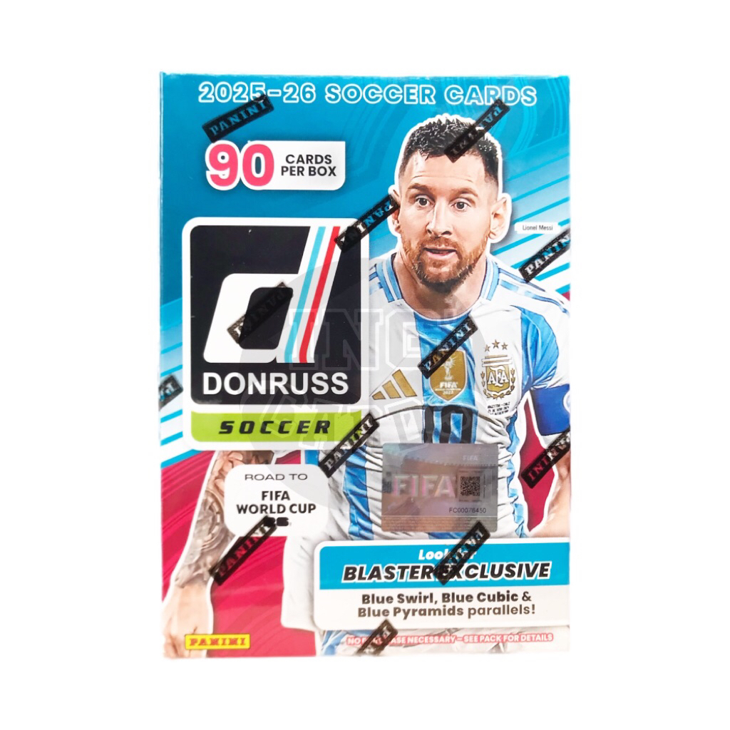 การ์ดสะสมฟุตบอล 2025-26 Panini Donruss Road to FIFA World Cup Soccer Blaster Box (Blue Swirl)