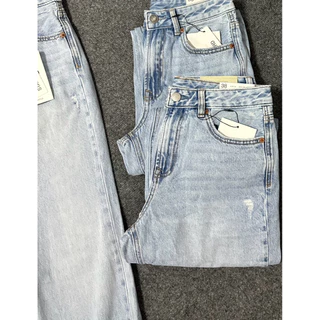 Str Straight Jeans กางเกงยีนส์สีฟอก เอวสูง สีสวย งานสวย