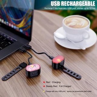 JIESUQI ไฟท้ายจักรยาน LED ชาร์จ ยูเอสบี กันน้ำ อุปกรณ์เสริมจักรยาน ไฟเตือนความปลอดภัย น้ำหนักเบาและพกพาสะดวก
