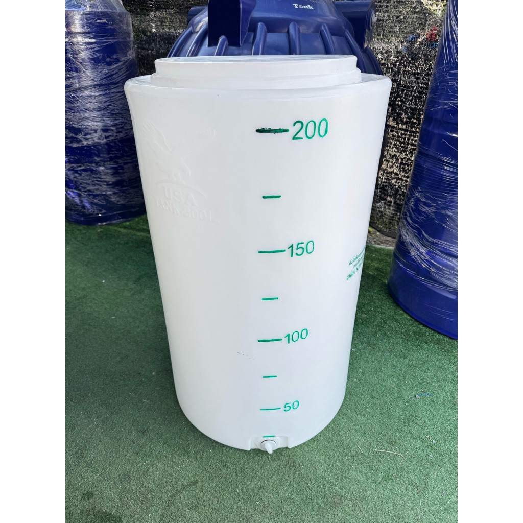 ถังเก็บน้ำพลาสติกทรงกระบอก200ลิตรถังเก็บน้ำประปา200ลิตรถังฝาเปิดสีขาว200ลิตร