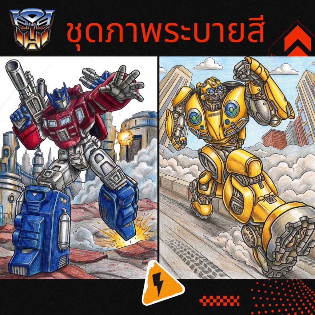 TRANSFORMERS ทรานส์ฟอร์มเมอร์ส หุ่นยนตร์ ชุดภาพระบายสี ขนาด A4