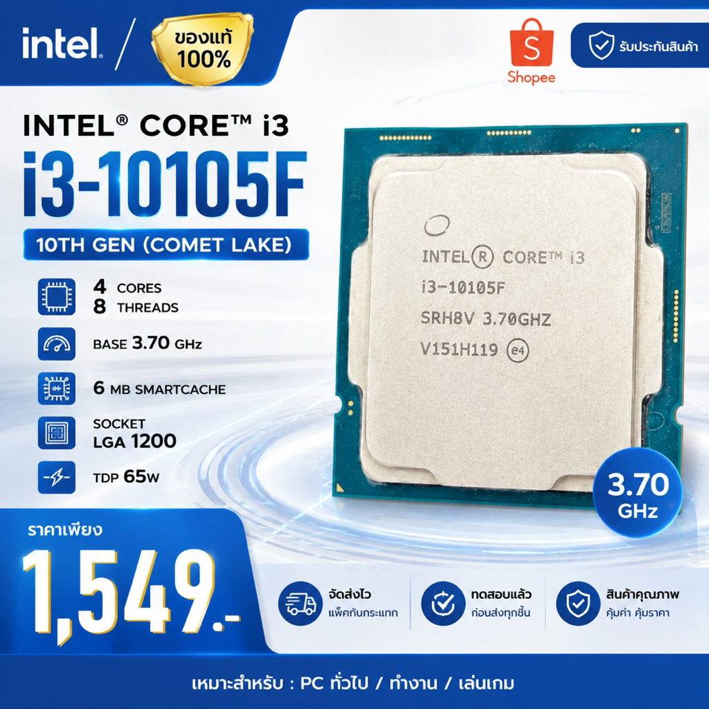 CPU Intel Core i3 Gen 10  10100F 10100 10105F 10105 ราคาคุ้มๆ พร้อมใช้งาน 🔥
