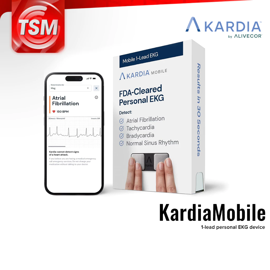 AliveCor KardiaMobile (1-Lead) เครื่องตรวจคลื่นไฟฟ้าหัวใจ EKG แบบพกพา เชื่อมต่อสมาร์ทโฟน