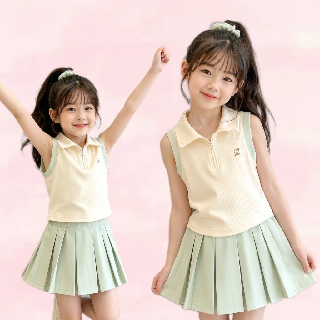 BB289 ชุดกีฬาเด็กผู้หญิง สไตล์กอล์ฟเกาหลี น่ารัก ใส่เที่ยวได้
