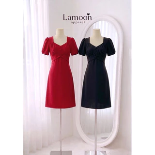 [พร้อมส่ง] Angel dress - เดรสทรงเอแต่งจีบอก ป้าย VERA ชุดไปงานแต่ง ชุดไปคาเฟ่ ผ้าบาร์บี้ by Lamoon Apparel