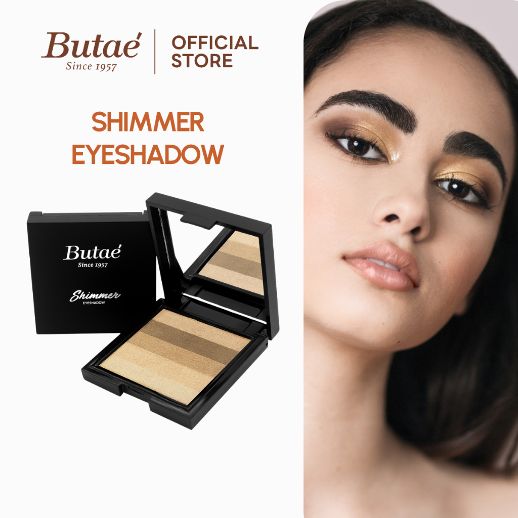 Butae Shimmer Eyeshadow บูเต้ ชิมเมอร์ อายแชโดว์ คุณสมบัติ เนื้อฝุ่นผสมชิมเมอร์ประกายวิ้ง 5 เฉดสีในตลับเด