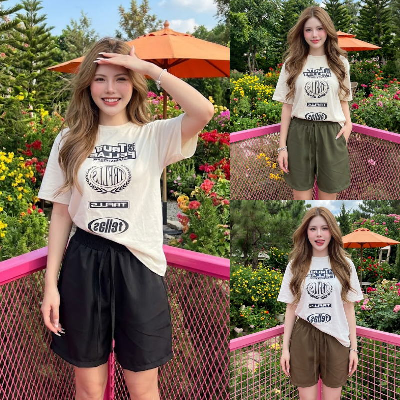 SpinnyHouse กางเกง ขาสั้น กางเกงขา3ส่วน สาวอวบใส่ได้ มีไซส์ M-3XL พร้อมส่ง เอวยางยืด มีกระเป๋าข้าง รุ่น กางเกงภูเขา