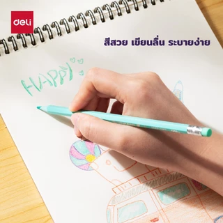 ดินสอสีไม้ Deli สีไม้ลบได้ สำหรับระบายสี วาดภาพ และเครื่องเขียน ลาย Super Wings (กล่อง 12-24 สี)