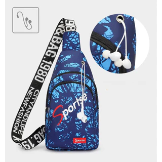 พร้อมจัดส่ง กระเป๋าสะพายข้าง คาดอก Sportse ผ้าไนลอนหนา กันน้ำคุณภาพ ใช้สายชาร์จ หรือหูฟังได้ มี4สี น้ำเงิน แดง เขียว ดำ