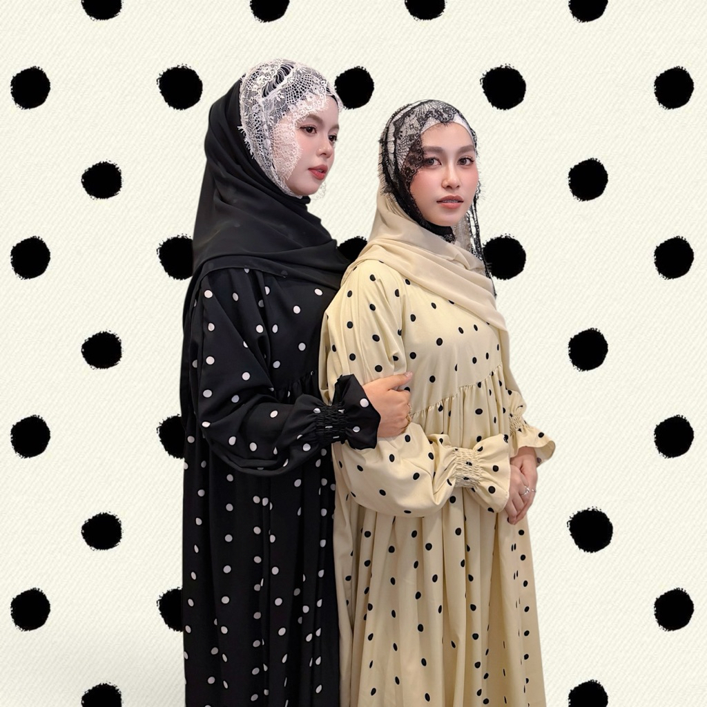 polka dots (Claire collection ) ชุดเดรสยาวทรงโอเวอร์ไซส์ ลายจุดสุดคิวส์ มี2สี