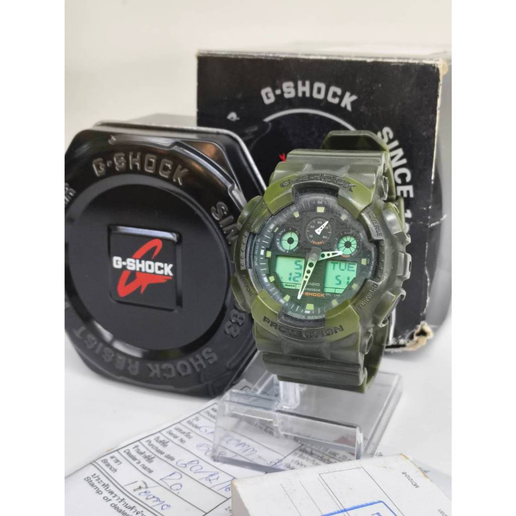 นาฬิกา Casio G-SHOCK GA-100MM-3A สีเขียว Marble Camouflage ของแท้ กล่องใบครบ มือสอง