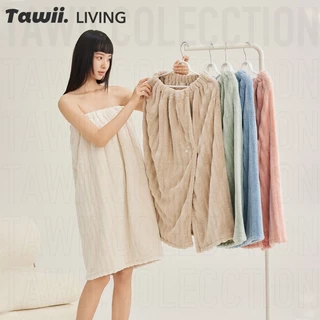 Tawii. ชุดคลุมอาบน้ํา อ่อนนุ่ม ซับน้ำดี เสื้อคลุมอาบน้ํา แห้งเร็ว One Size Bathrobe