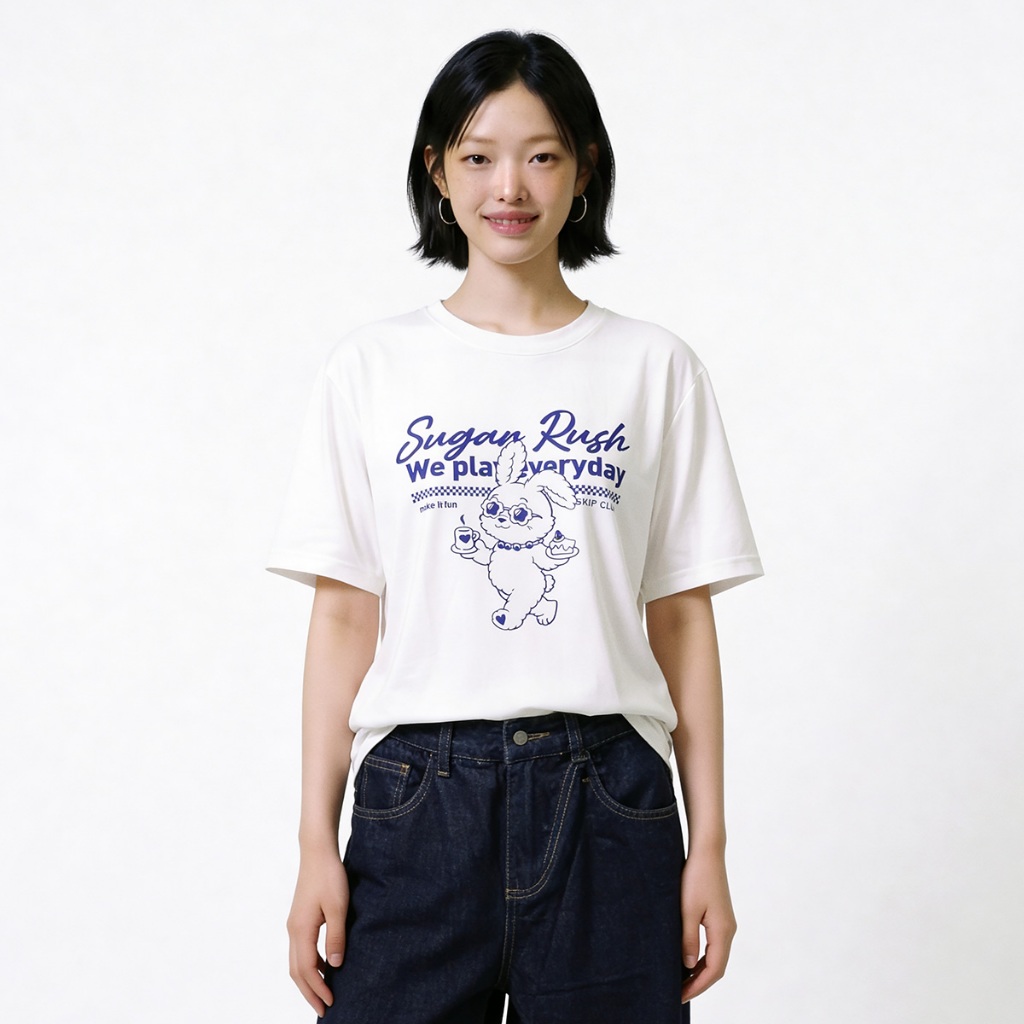 SKIP CLUB เสื้อทีเชิ้ต Relaxed Fit ผู้หญิง สีขาว | Relaxed Fit T- shirt | 00011