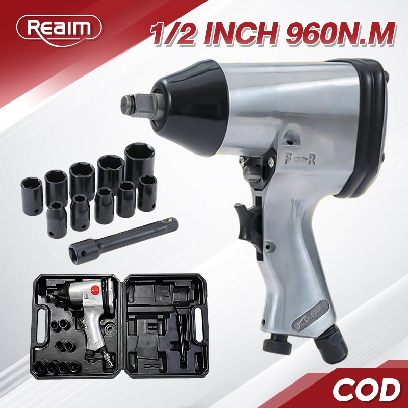 REAIM บล็อกลม 1/2" (4 หุน) 960N.m แรงบิดสูง บล็อกประแจ ประแจทอร์ค เหมาะกับการใช้งานที่หลากหลาย