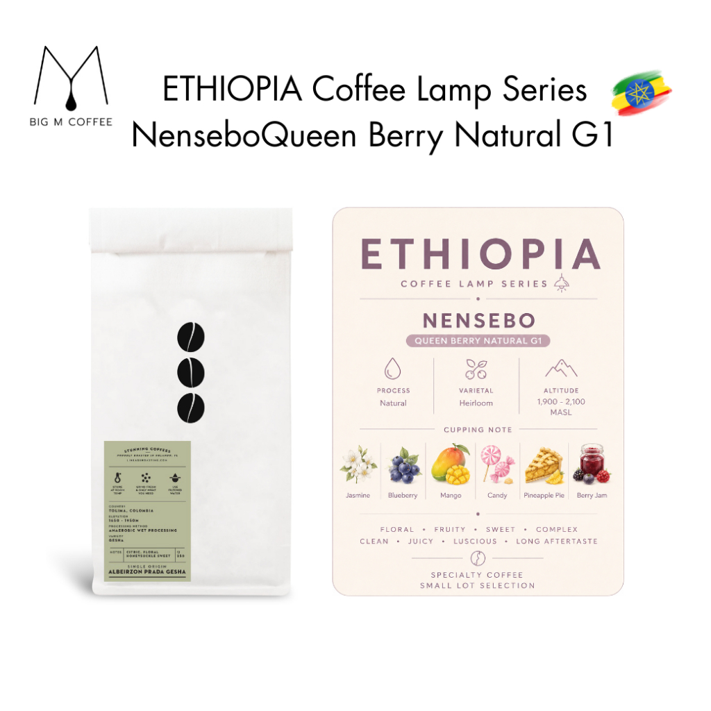 Big m เมล็ดกาแฟ ETHIOPIA – NENSEBO Queen Berry Natural G1