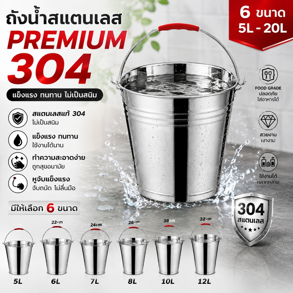 ถังน้ำ ถังหิ้ว ถังน้ำสแตนเลสหูหิ้ว ถังสแตนเลส ถังน้ำสแตนเลส ถังหิ้วสแตนเลส ถังใส่น้ํา ถังน้ำแข็ง