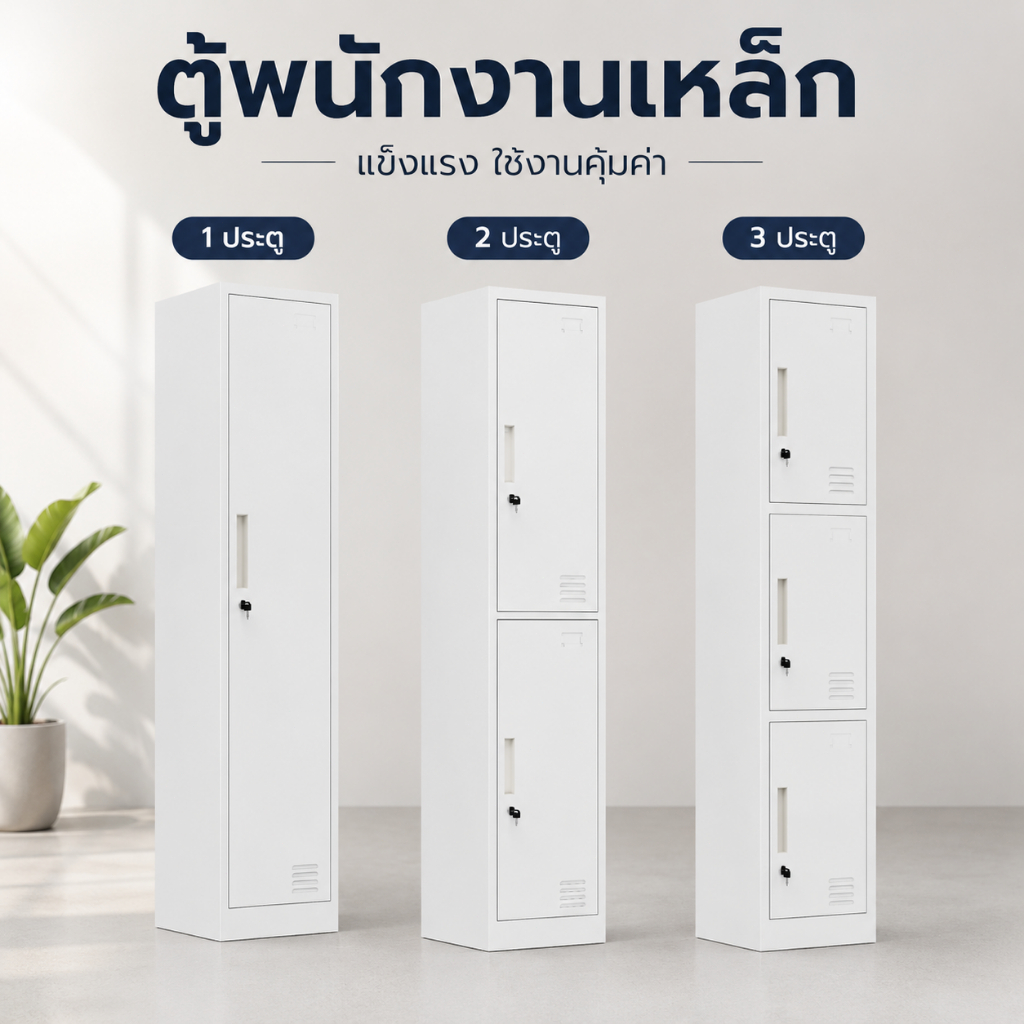 ตู้เหล็กเก็บของพนักงาน ตู้ล็อคเกอร์สำนักงาน ตู้เก็บของส่วนตัวแบบมีล็อค จุของได้เยอะ ประกอบง่าย ไร้สนิม