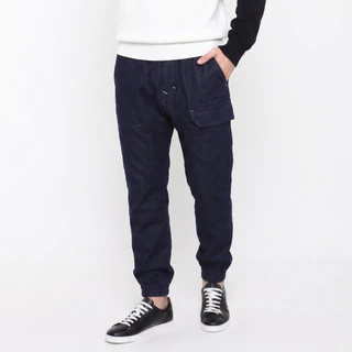 DAVIE JONES [BE FEARLESS] กางเกงจ็อกเกอร์ผู้ชาย Slim Fit Joggers สีน้ำเงินฟอก กรม ดำ GP0158