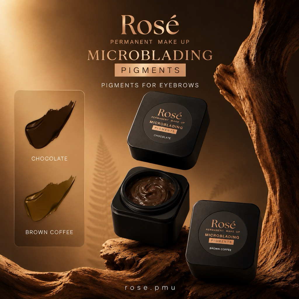 โรเซ่ สีทำคิ้วลายเส้น Rose microblading สีทำคิ้ว6มิติ สีเนื้อครีม สีในตัวเลือก แนนำใช้คู่Thinner