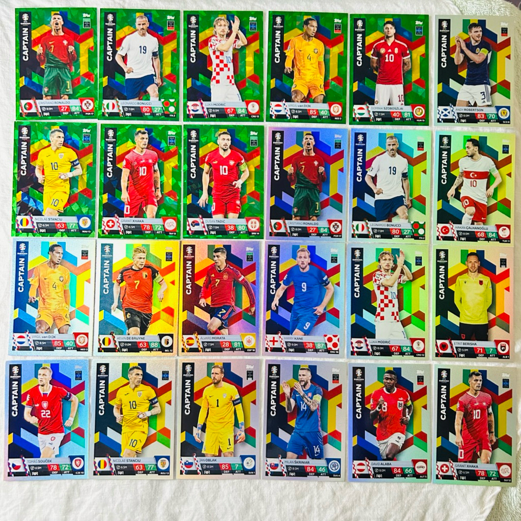 การ์ดฟุตบอล Topps EURO 2024 Captain Card เลือกนักเตะได้ Ronaldo Modric Van Dijk Kane De Bruyne Alaba