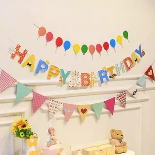 🇹🇭 ร้านไทย ส่งไว‼️ ชุดแบนเนอร์ Happy Birthday หลายแบบ (แถมริบบิ้น) กระดาษ ยาว 3 เมตร