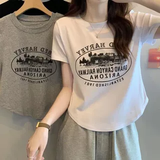 พร้อมส่งในไทย** เสื้อยืดคอกลมลำลอง ผ้านิ่มยืดได้เล็กน้อย สกรีนลายด้านหน้า Y328