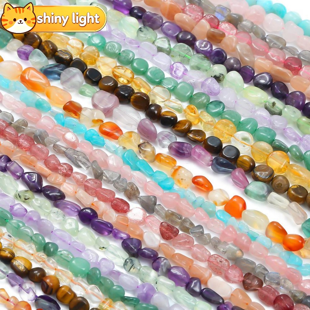 ลูกปัดหินแท้ทรงไม่สม่ำเสมอ ชมพูควอตซ์ พลอยม่วง โมรา สำหรับ DIY สร้อยข้อมือ สร้อยคอ ต่างหู งานแฮนด์เมด