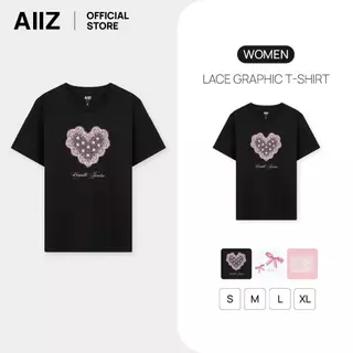 AIIZ (เอ ทู แซด) - AIIZ เสื้อยืดคอกลมผู้หญิง พิมพ์ลายกราฟิก AIIZ Women's Lace Graphic T-Shirt