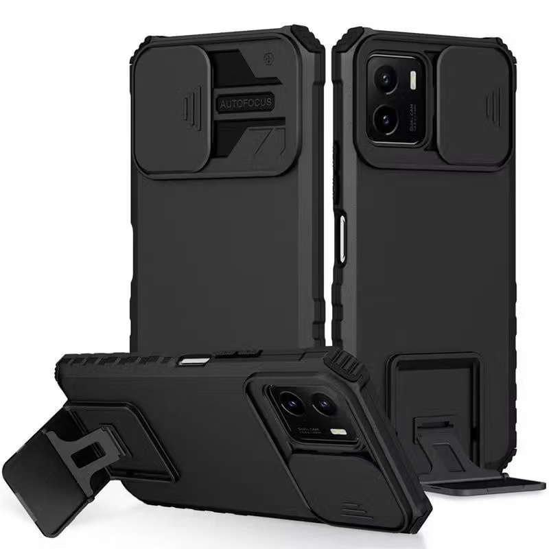 เคสหุ่ยนต์ สไลด์กล้อง ตั้งได้ For Vivo Y15S Y01 Y01A Y76 Y30 Y50 กันกระแทก ขาตั้ง