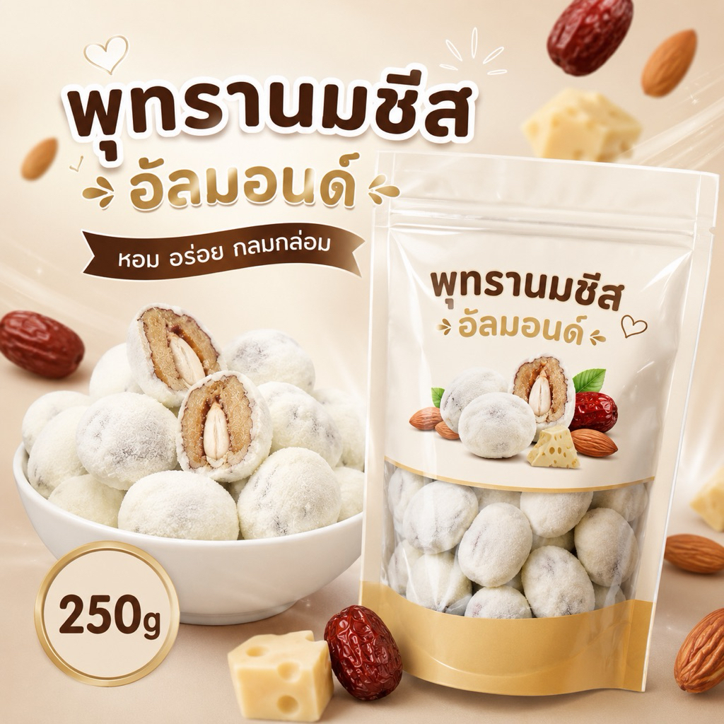 พุทรานมชีสอัลมอนด์ Almond milk cheese jujube 250g.