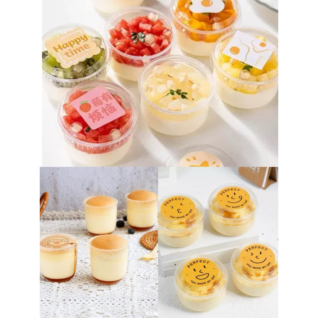 B008 B009 Pack 10 ชุด (ถ้วย+ฝา) ถ้วยพุดดิ้ง ชีสเค้ก พร้อมฝาปิด มีหลายแบบ เข้าเตาอบได้