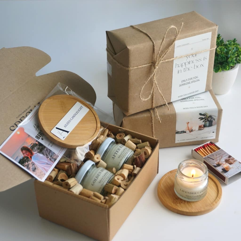 [Mini Gift Set Scented Candle] ชุดของขวัญเทียนหอมไขถั่วเหลือง ฟรี!การ์ดอวยพรใส่ภาพได้ ของขวัญวันเกิด